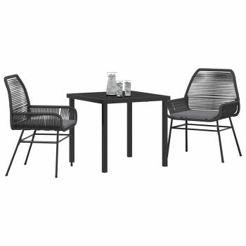 3-teiliges Garten-Dining-Set mit Polstern Schwarz Poly-Rattan