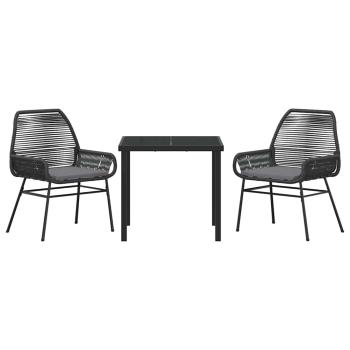 3-teiliges Garten-Dining-Set mit Polstern Schwarz Poly-Rattan