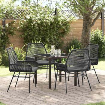 ARDEBO.de - 5-tlg. Garten-Essgruppe mit Kissen Schwarz Poly-Rattan