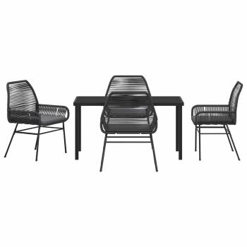 5-teiliges Garten-Dining-Set mit Kissen Schwarz Poly Rattan