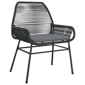 7-teiliges Garten-Essset mit Kissen Schwarz Poly-Rattan