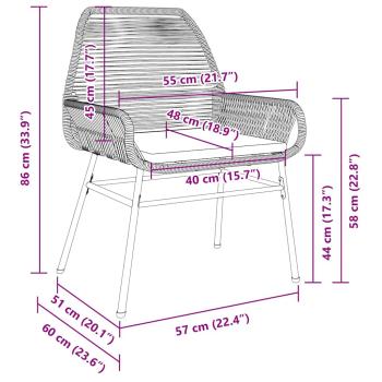 7-teiliges Garten-Essset mit Kissen in Braun aus Poly-Rattan