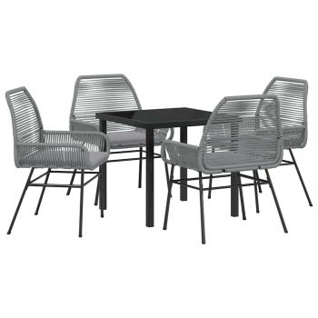 5-teiliges Gartendining-Set mit Kissen Grau Poly-Rattan