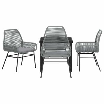 5-teiliges Gartendining-Set mit Kissen Grau Poly-Rattan