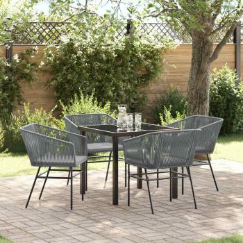 ARDEBO.de - 5-teiliges Garten-Esszimmer Set mit Kissen Grau Poly Rattan