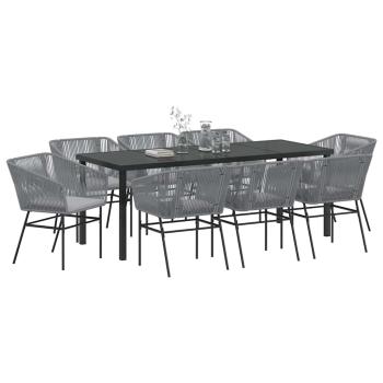 Garten Essgruppe 9 stk. Grau Pulverbeschichteter Stahl