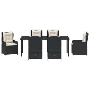 Garten Essgruppe 7 pcs Schwarz Poly-Rattan