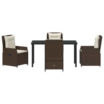 5-teiliges Garten Essgruppen-Set Braun Poly Rattan, Gartentisch Schwarz 140x80x73 cm Sicherheitsglas