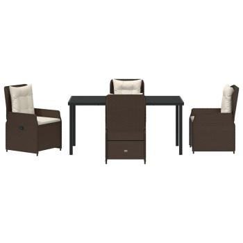 5-Teiliges Garten Essgruppe Braun Poly-Rattan, Gartentisch Schwarz 160x80x73 cm Sicherheitsglas