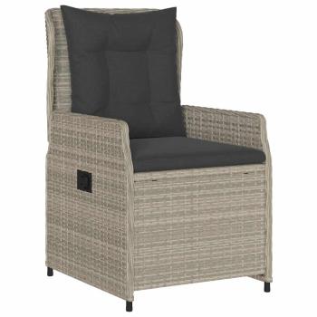 9-teiliges Garten Esszimmer Set Hellgrau Poly Rattan, Gartentisch Schwarz 200x80x73 cm mit Temperglas