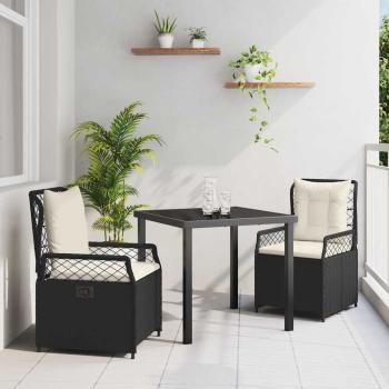ARDEBO.de - 3-teiliges Garten-Dining-Set Schwarz Poly-Rattan