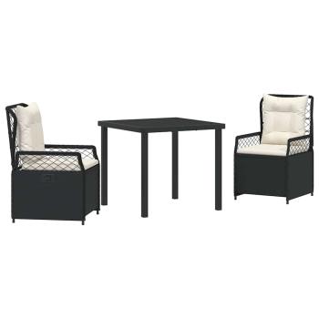 3-teiliges Garten-Dining-Set Schwarz Poly-Rattan