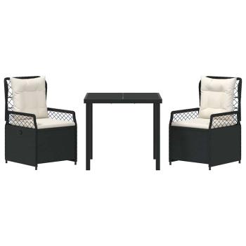 3-teiliges Garten-Dining-Set Schwarz Poly-Rattan