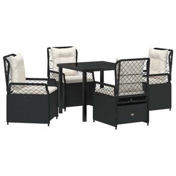 5-teiliges Garten-Dining-Set Schwarz Poly-Rattan