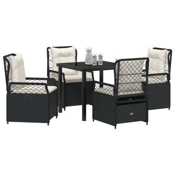 5-teiliges Garten-Dining-Set Schwarz Poly-Rattan
