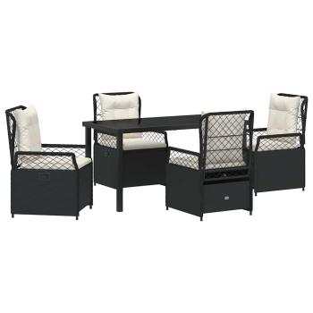 5-teiliges Garten-Dining-Set Schwarz Poly-Rattan