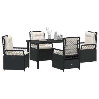 5-teiliges Garten-Dining-Set Schwarz Poly-Rattan