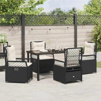 5-teiliges Garten-Dining-Set Schwarz Poly-Rattan