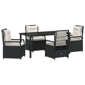 5-teiliges Garten-Esszimmer-Set Schwarz Poly-Rattan