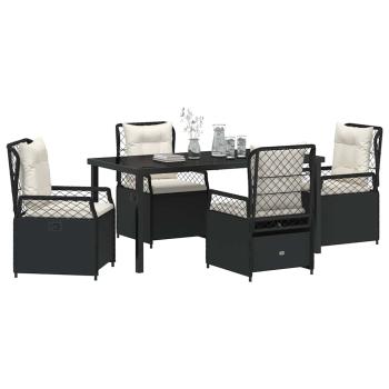 5-teiliges Garten-Esszimmer-Set Schwarz Poly-Rattan
