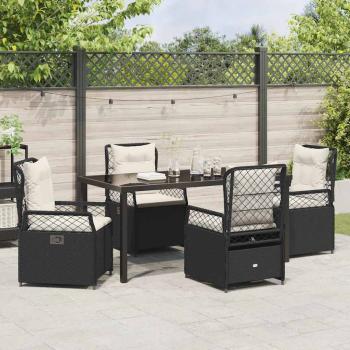5-teiliges Garten-Esszimmer-Set Schwarz Poly-Rattan