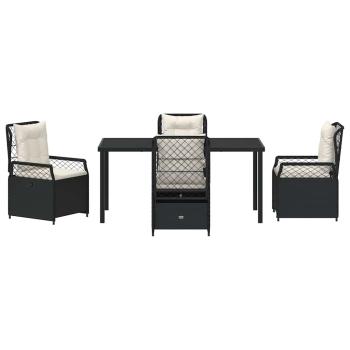 5-teiliges Garten-Esszimmer-Set Schwarz Poly-Rattan