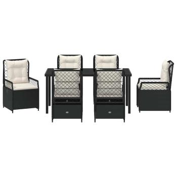 7-teiliges Garten-Dining-Set Schwarz Poly-Rattan