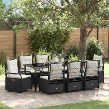 ARDEBO.de - Garten Essgruppe 9 stk. Schwarz Poly-Rattan