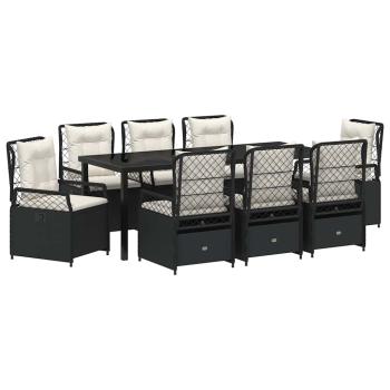 Garten Essgruppe 9 stk. Schwarz Poly-Rattan