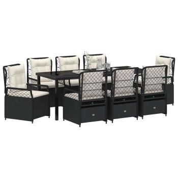 Garten Essgruppe 9 stk. Schwarz Poly-Rattan
