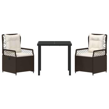 3-teiliges Garten-Ess-Set Braun Poly-Rattan