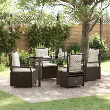 ARDEBO.de - 5-teiliges Garten-Dining-Set Braun Poly-Rattan