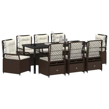 9-teiliges Garten-Esszimmer-Set Braun Poly-Rattan