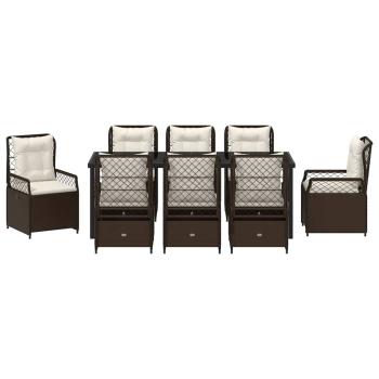 Garten Essgruppe 9 pcs Braun Poly-Rattan