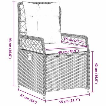 Garten Essgruppe 9 pcs Braun Poly-Rattan