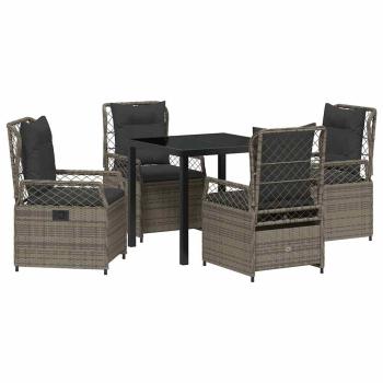 5-teiliges Garten-Esstisch-Set Grau Poly-Rattan