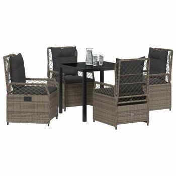 5-teiliges Garten-Esstisch-Set Grau Poly-Rattan