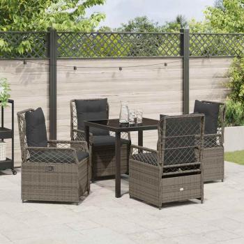 5-teiliges Garten-Esstisch-Set Grau Poly-Rattan