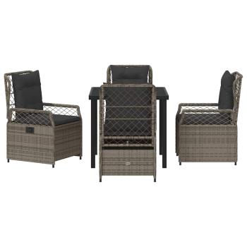 5-teiliges Garten-Esstisch-Set Grau Poly-Rattan
