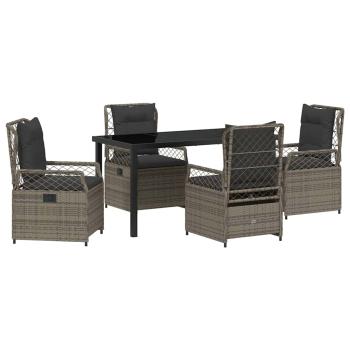 5-teiliges Garten-Ess-Set Grau Poly-Rattan