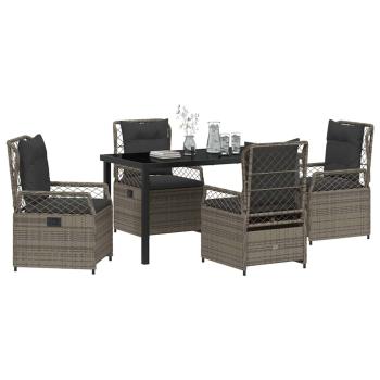 5-teiliges Garten-Ess-Set Grau Poly-Rattan