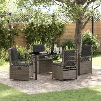 ARDEBO.de - 5-teiliges Garten-Dining-Set Grau Poly-Rattan