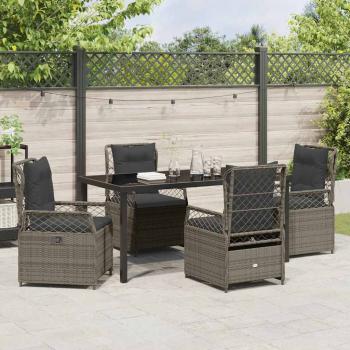 5-teiliges Garten-Dining-Set Grau Poly-Rattan