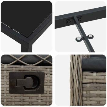 9-teiliges Garten-Diningset Grau Poly Rattan