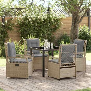 ARDEBO.de - 5-teiliges Garten-Ess-Set Beige Poly-Rattan
