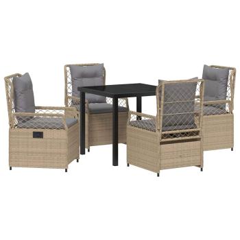 5-teiliges Garten-Ess-Set Beige Poly-Rattan