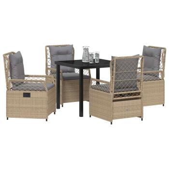5-teiliges Garten-Ess-Set Beige Poly-Rattan