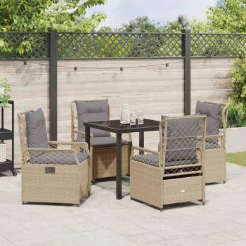 5-teiliges Garten-Ess-Set Beige Poly-Rattan
