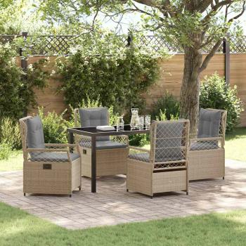 ARDEBO.de - 5-teiliges Garten-Dining-Set Beige Poly-Rattan