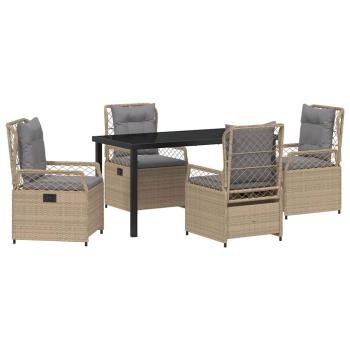 5-teiliges Garten-Dining-Set Beige Poly-Rattan